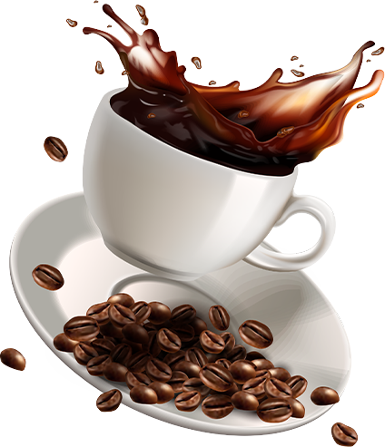 floating coffee with coffee beans